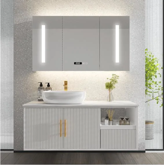 Space Aluminum Bathroom Cabinet Combination Toilet Wash Basin Integrated Ceramic Rock Board Washbasin Balcony Wash Table Mirror Cabinet