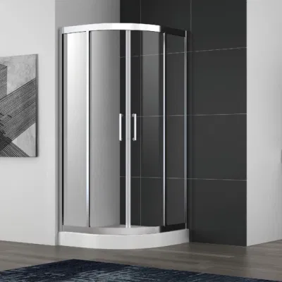 Puerta de ducha de acero inoxidable, mampara de ducha corrediza con marco y manijas dobles, cubículo de ducha con bandeja