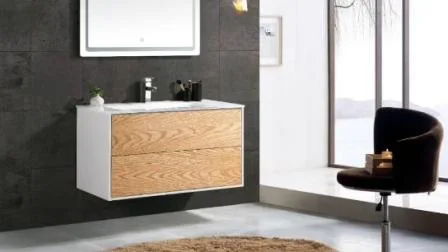 Vendedor caliente mueble de baño pintado de blanco gabinete con espejo LED